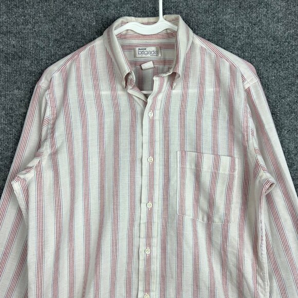 VTG Arrow Brigade Shirt Mens Size 15.5 32/33 Button down shirt Stripe - Picture 3 of 8